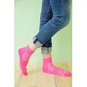 【Footer除臭襪】素面運動逆氣流氣墊襪T91(女款)M                             桃紅色