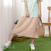 【Gentle wind 輕輕.吹】對稱車線棉麻長裙-FREEFREE卡