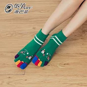 蒂巴蕾TOE SOCKS乾爽五指短襪-歡樂汪派對                              青綠