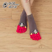 蒂巴蕾TOE SOCKS乾爽五指短襪-狗狗愛玩水                              卡其