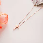 Sandra珊卓拉-簡約十字架鎖骨鍊玫瑰金