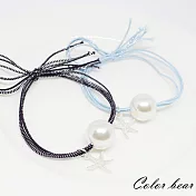 【卡樂熊】韓版簡約女伶珍珠海星吊墜髮束2入-黑&藍