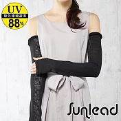 Sunlead 優雅薔薇織紋抗UV長版防曬袖套 (黑色)