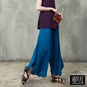 【潘克拉】手織布腰頭口袋八角褲(4色)-F　FREE水藍