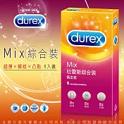 新包裝Durex杜蕾斯 綜合裝保險套-超薄x2+螺紋2+凸點x2 6片