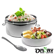 【OMORY】雙層圓形便當盒-14cm(附湯匙)