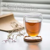 【Homely Zakka】午茶食光隔熱保溫附蓋雙層玻璃杯/竹蓋密封罐/輕食甜點杯 (350ml)