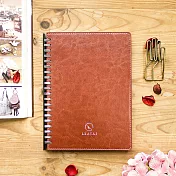 歲月靜好。A5仿羊皮滑動夾活頁本│介紙1.0 鋼筆適用紙│20孔│咖啡色