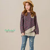 【Gentle wind】層次蕾絲襬碎花上衣(藍)-M-XL_L藍