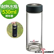 義大利 BLACK HAMMER 雅柏耐熱玻璃水瓶530ml-紳士藍