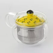 【西海陶器】玻璃濾茶壺375ml_小花紋(黃)