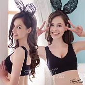 【Naya Nina】超彈力無縫蕾絲U型美背運動無鋼圈內衣M(黑色)M黑色