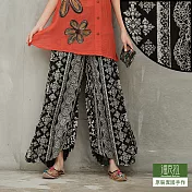 【潘克拉】古典圖紋鬆緊腰八角褲-F　FREE黑