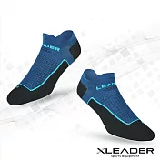 【LEADER】ST-01環形加壓 網眼導流透氣護踝薄短襪.機能除臭運動襪_男款(黑藍)