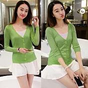 【MsMore】下擺收口深V釘鈕外套100242F綠