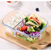 【EZlife】微波耐熱三格玻璃餐盒(方形)