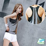 【BODYAIR嚴選】假兩件美背內衣背心(運動.瑜珈.慢跑)M黑