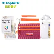 m square商旅系列Ⅱ三層小物收納包紅色六角紋