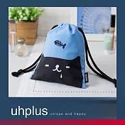 uhplus 迷你束口袋-喵・日常 貪吃鬼(晴空藍)