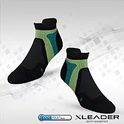 【LEADER】ST-02 X型繃帶 加厚耐磨避震短襪 機能除臭運動襪ˍ 男款(黑綠)