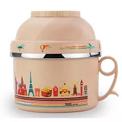 【EZlife】304不鏽鋼雙層保溫食安餐具組北歐粉