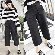 【MsMore】氣質毛呢寬鬆九分寬褲100699XL深灰