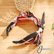 【SJ】時尚寬版炫麗造型髮箍-粉黑色