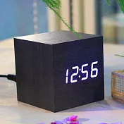 多功能木紋LED時鐘/鬧鐘/溫度計/日期‧黑檀紋白字