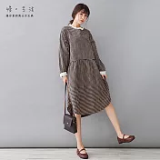 【慢。生活】田園風蕾絲格紋連身裙-F　FREE黑格