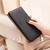 CHENSON真皮 讓錢住飯店8卡5鈔拉鍊長夾 (W00528-3)黑