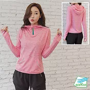 【BODYAIR嚴選】彩鍊抽繩運動帽T(健身.瑜珈.慢跑)L 粉紅