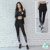 【BODYAIR嚴選】假兩件動能線條九分褲(瑜珈.運動.慢跑)L 白紫