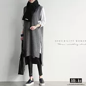 【Jilli~ko】韓版前短針織長馬甲背心-F 1330　FREE灰色