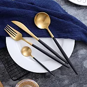 【EZlife】歐式精緻304不鏽鋼餐具五件組經典黑金