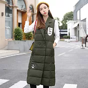 【MsMore】韓版ALINE西裝領羽絲棉長背心101430M綠色