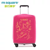 m square 加厚款李箱套-世界風情20吋桃紅