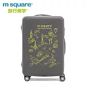m square 加厚款李箱套-世界風情24吋灰色