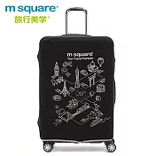 m square 加厚款李箱套-世界風情28吋酷黑