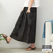 【潘克拉】手繪拔染雙口袋棉裙-F TM880　FREE黑色