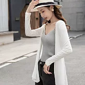 【AnZa】百搭莫代爾不規則下擺外套FREE白色