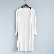 【MsMore】韓版及膝長罩衫101921F白