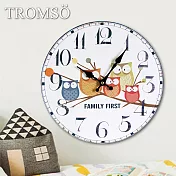 TROMSO無框畫時鐘-貓頭鷹家族(圓形)