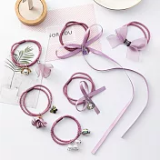 【Hera】赫拉 氣質飄帶蝴蝶結流蘇罐裝6入髮圈-4色紫色