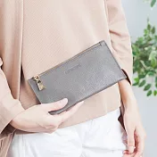 CHENSON 4卡2鈔 超薄牛皮長夾 灰(W00882-2)