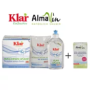 《德國Klar & Almawin》洗碗機用環保洗碗粉+碗盤亮光劑+再生鹽＋洗滌粉(共4入/組)