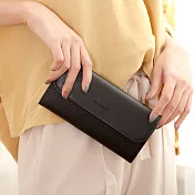 CHENSON 12卡2鈔大熱色系 典雅深淺色六層長夾 (W88028-3)黑