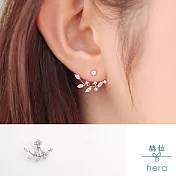 【Hera】赫拉 韓版水鑽樹枝耳掛式耳釘-2色銀色