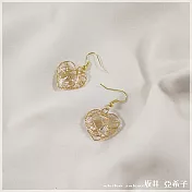 『坂井.亞希子』日系復古心型金屬線圈纏繞耳環 -耳勾款