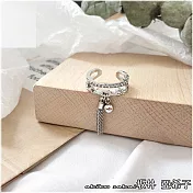 『坂井.亞希子』個性百搭鑲鑽雙層流蘇開口戒