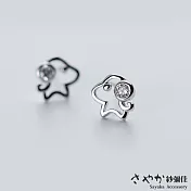 【Sayaka紗彌佳】純銀忠實の犬鑲鑽造型耳環